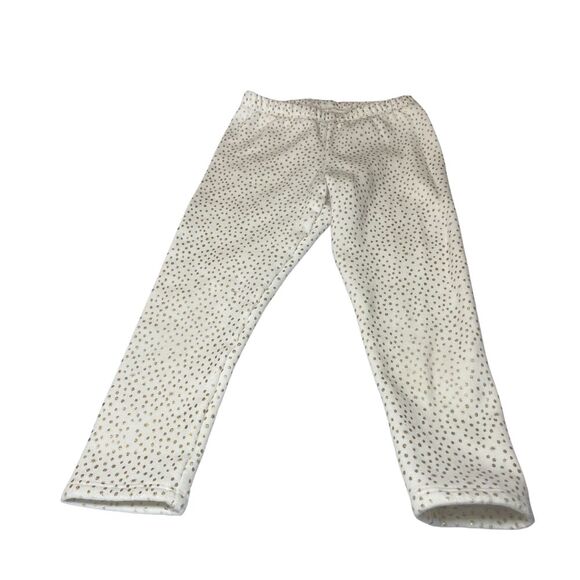 Cat & Jack Girls Fleece Pants Size 3T White with Gold Foil Dots - Picture 3 of 7